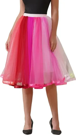 MisShow Womens Rainbow Tutu Skirt Layered Tulle Skirt Girls Colorful Halloween Costumes Tutu
