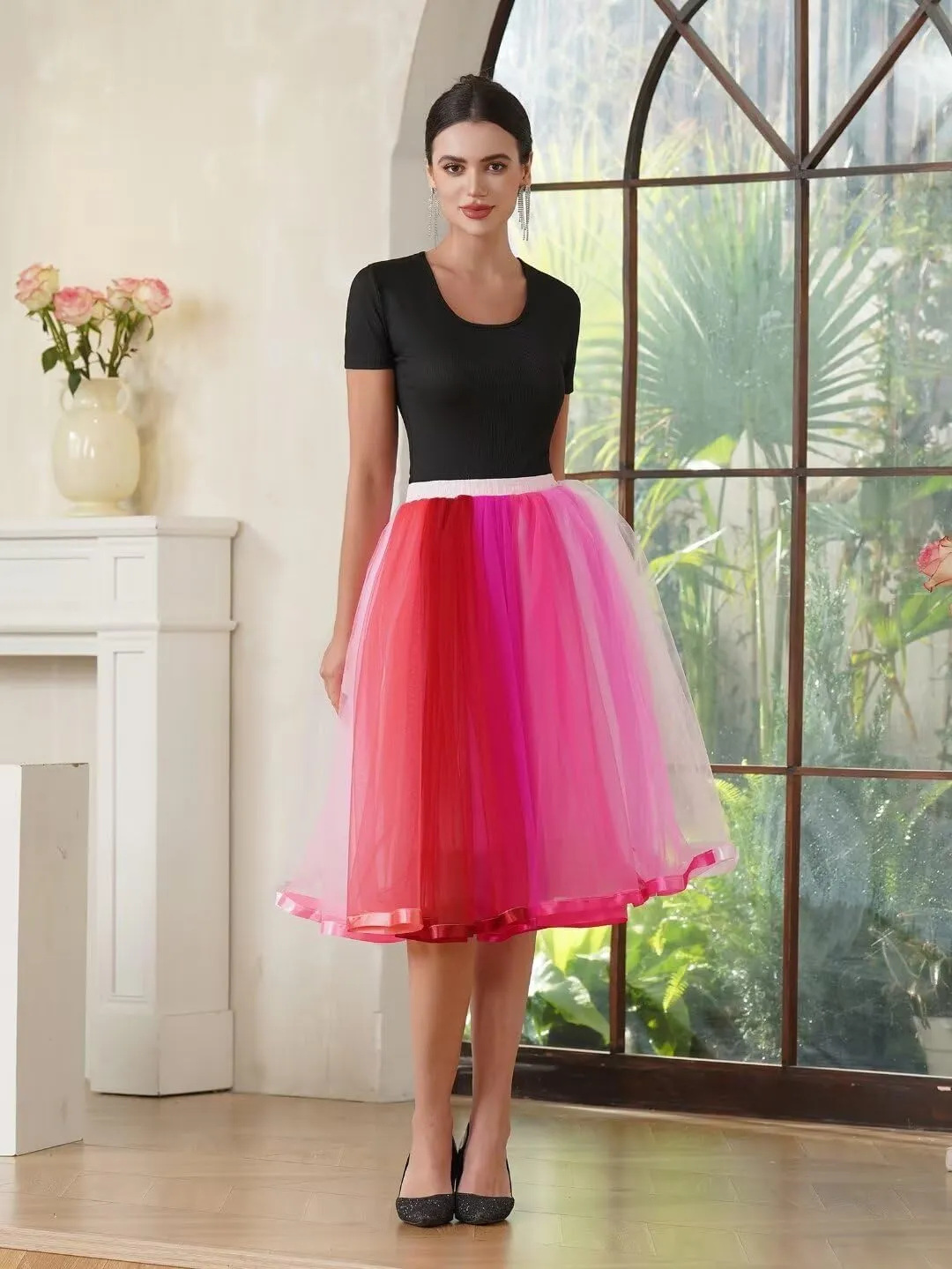 MisShow Womens Rainbow Tutu Skirt Layered Tulle Skirt Girls Colorful Halloween Costumes Tutu