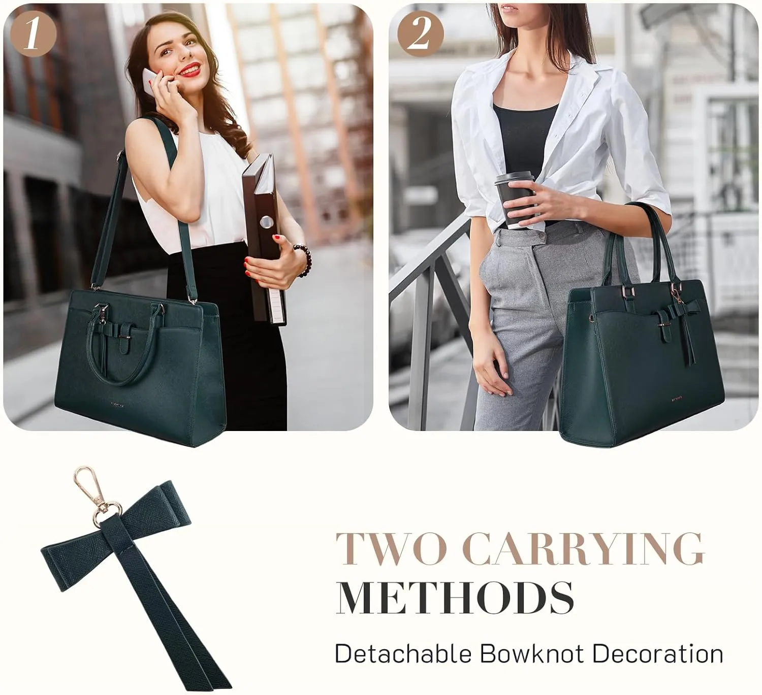 Missnine Laptop Tote Bag for Women 15.6 Inch Leather Work Bags Teacher Computer Purse Briefcase Handbag for Office, Travel