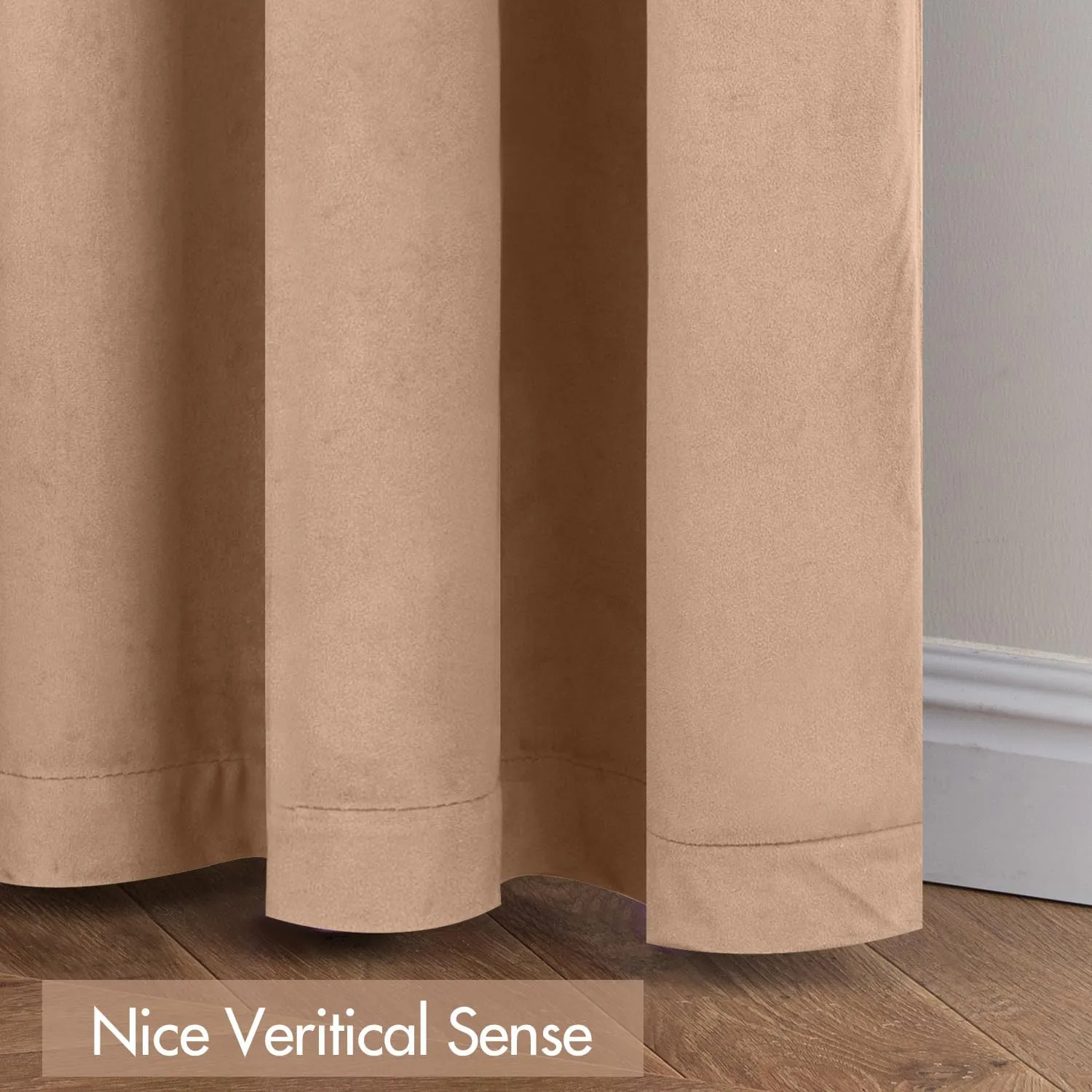MIULEE Blush Beige Velvet Curtains Thermal Insulated Blackout Curtain Drapes for Bedroom Living Room Darkening 84 Inches Long Curtains Panels Rod Pocket Set of 2