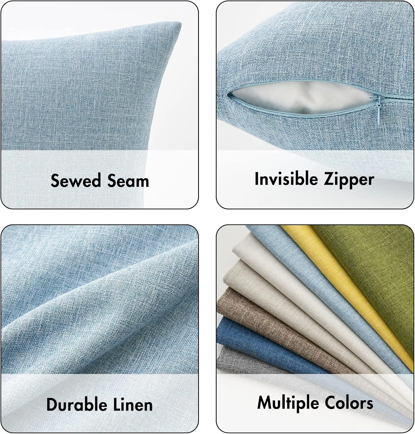 MIULEE Pack of 2 Decorative Linen Burlap Coastal Pillow Covers Farmhouse Boho Accent Pillowcases for Sofa Car Couch Bedroom Living Room Decor 20x20 Inch Light Blue