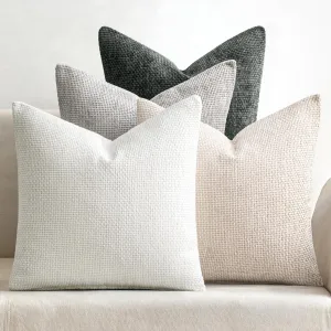 MIULEE Pack of 4 Couch Throw Pillow Covers 18x18 Inch Gray Soft Decorative Chenille Pillow Covers Farmhouse Accent Cushion Covers for Boho Home Decor Sofa Bedroom Living Room