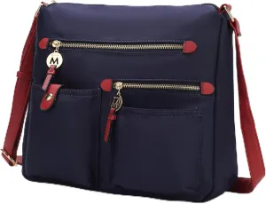 MKF Collection Crossbody Bag for Women, Nylon PocketBook Handbag Shoulder Bag Zipper Purse By Mia K