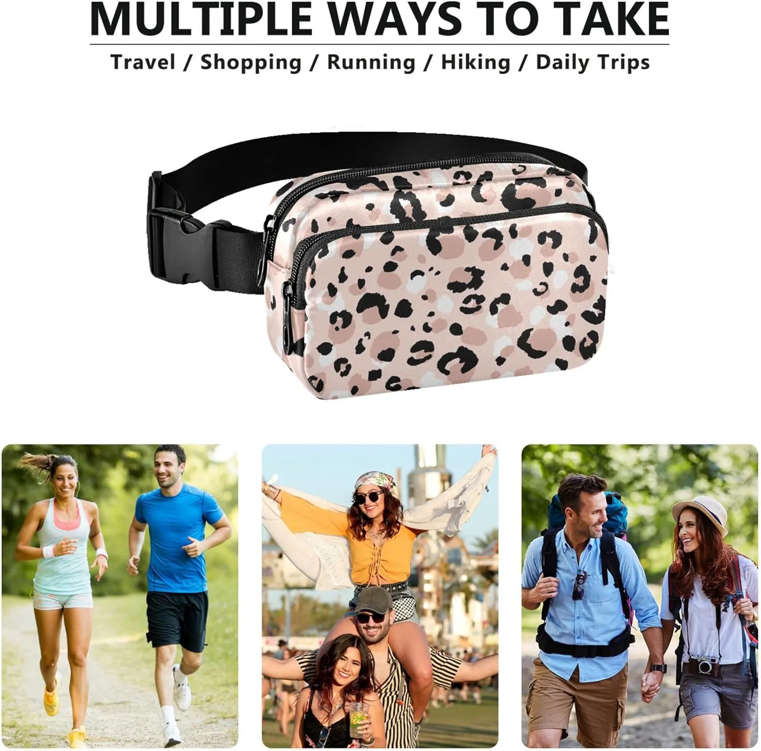 Modern Leopard Animals Cute Fanny Packs Women Hip Pouch Belt Bag Waterproof Funny Waist Pack for Women