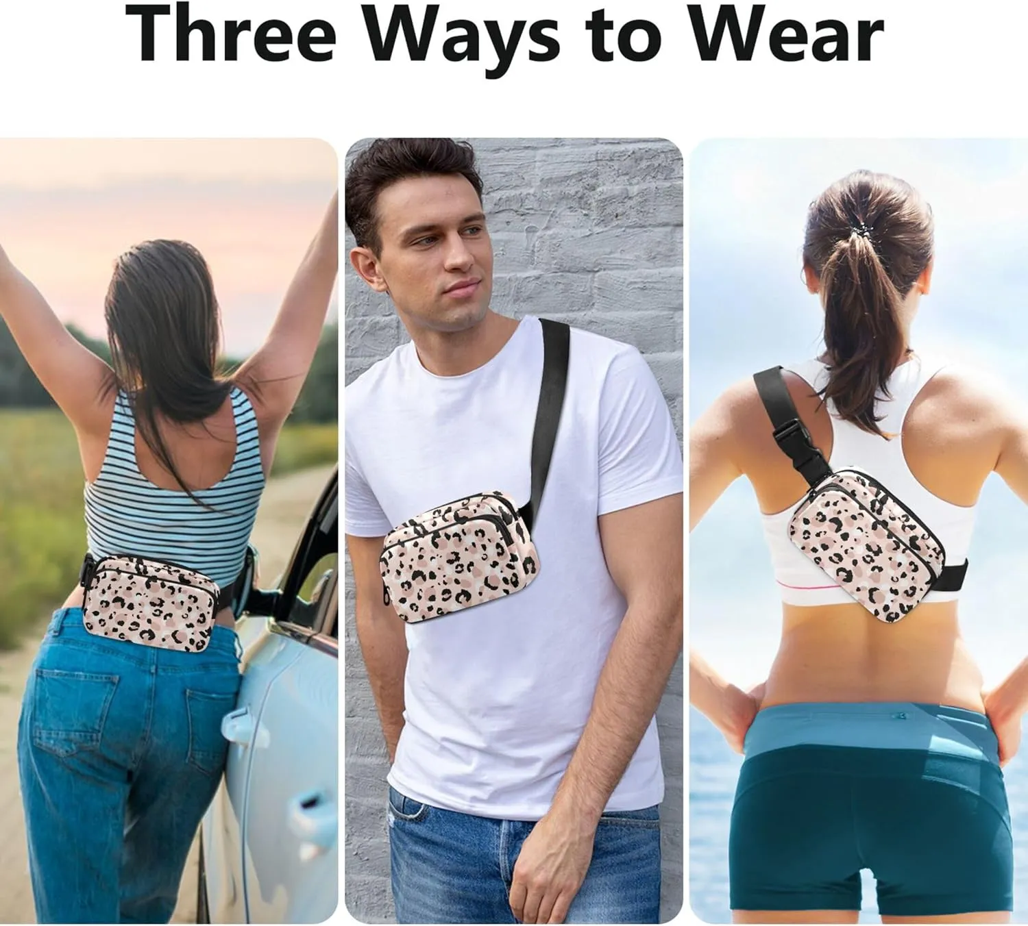 Modern Leopard Animals Cute Fanny Packs Women Hip Pouch Belt Bag Waterproof Funny Waist Pack for Women