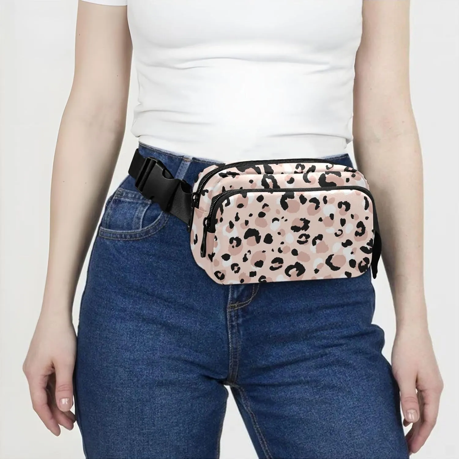 Modern Leopard Animals Cute Fanny Packs Women Hip Pouch Belt Bag Waterproof Funny Waist Pack for Women