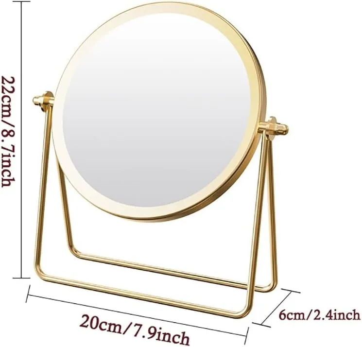 Modern Round Metal Makeup Mirror, Rotatable Desktop Mirror, Single Side Mirror for Dressing Table, Office(Black)