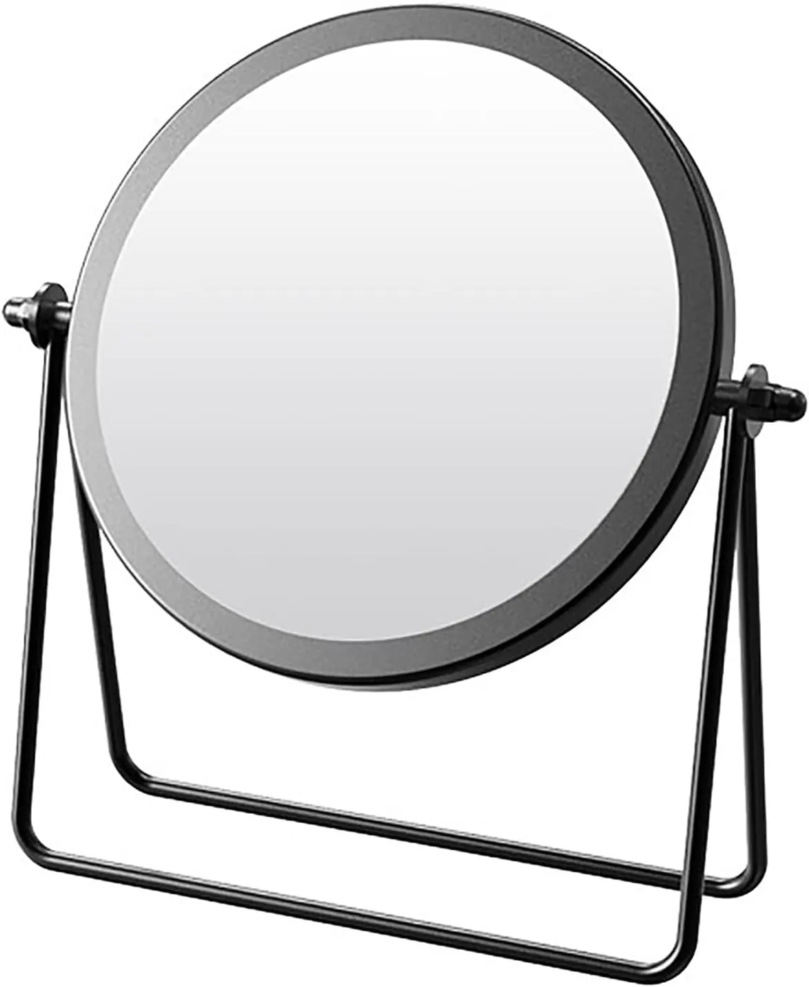 Modern Round Metal Makeup Mirror, Rotatable Desktop Mirror, Single Side Mirror for Dressing Table, Office(Black)