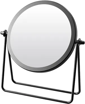 Modern Round Metal Makeup Mirror, Rotatable Desktop Mirror, Single Side Mirror for Dressing Table, Office(Black)