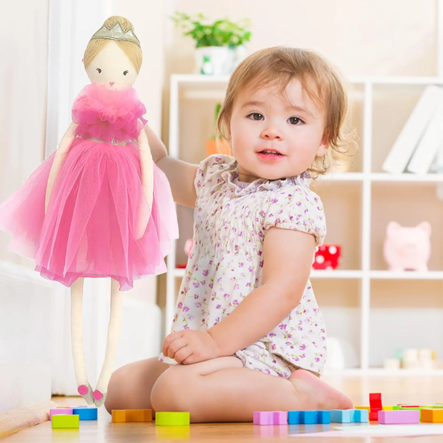 MON AMI Princess Doll Sophia – 22”, Soft & Elegant Stuffed Plush Princess Doll, Use as Toy or Room Decor for Kids