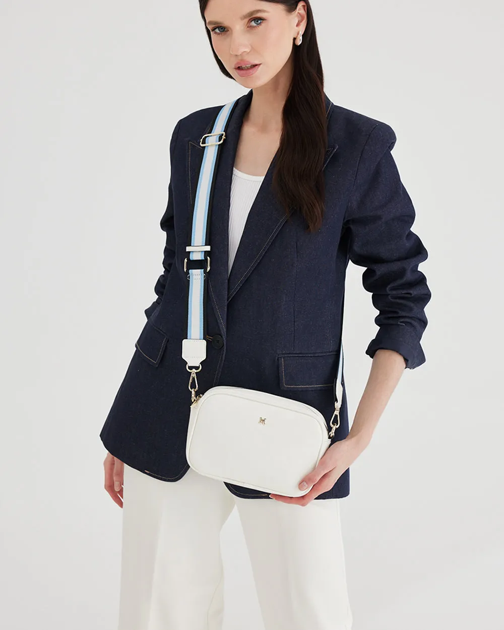 Monica Camera Crossbody Bag   Stripe Bag Strap
