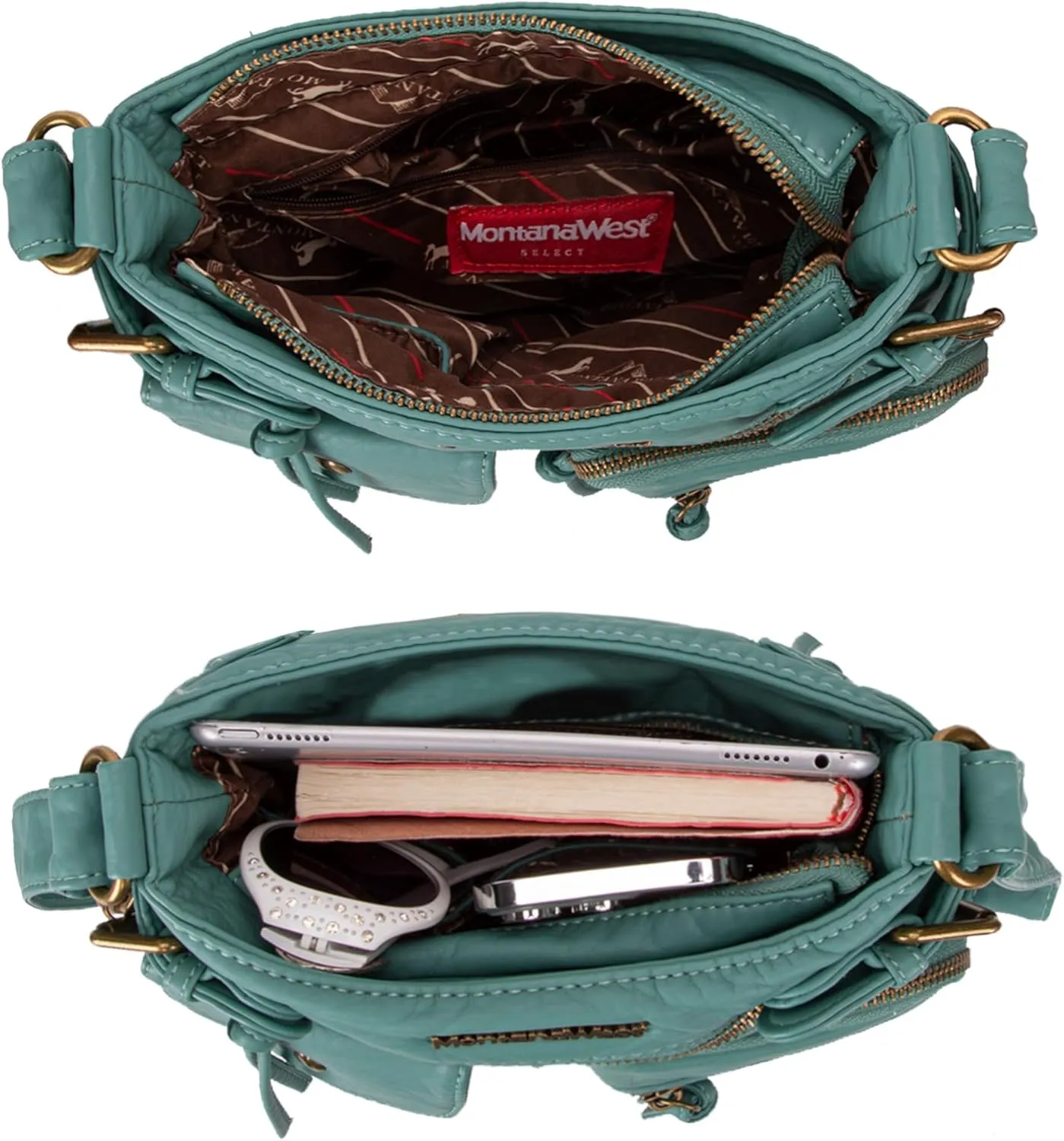 Montana West Crossbody Bag for Women Soft Washed Leather Multi Pocket crossbody handbags