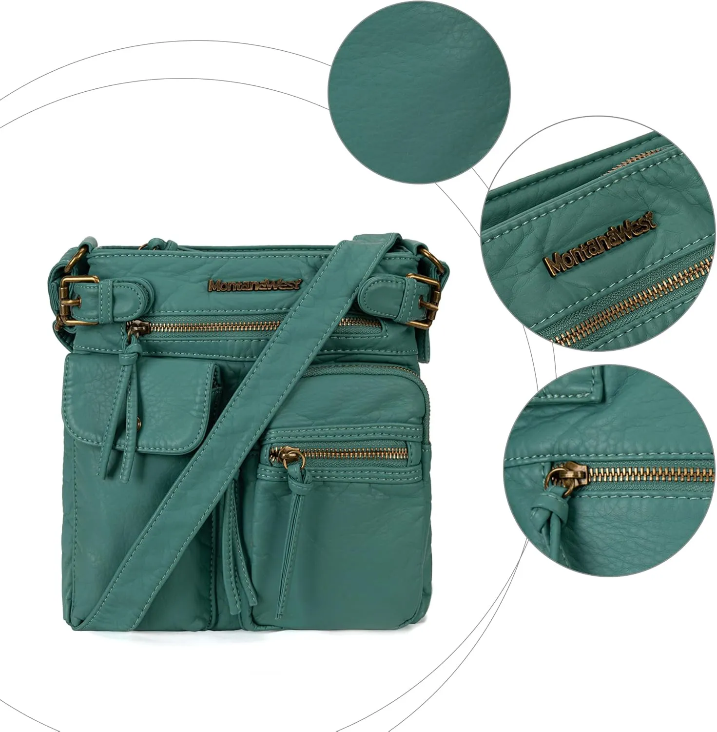 Montana West Crossbody Bag for Women Soft Washed Leather Multi Pocket crossbody handbags