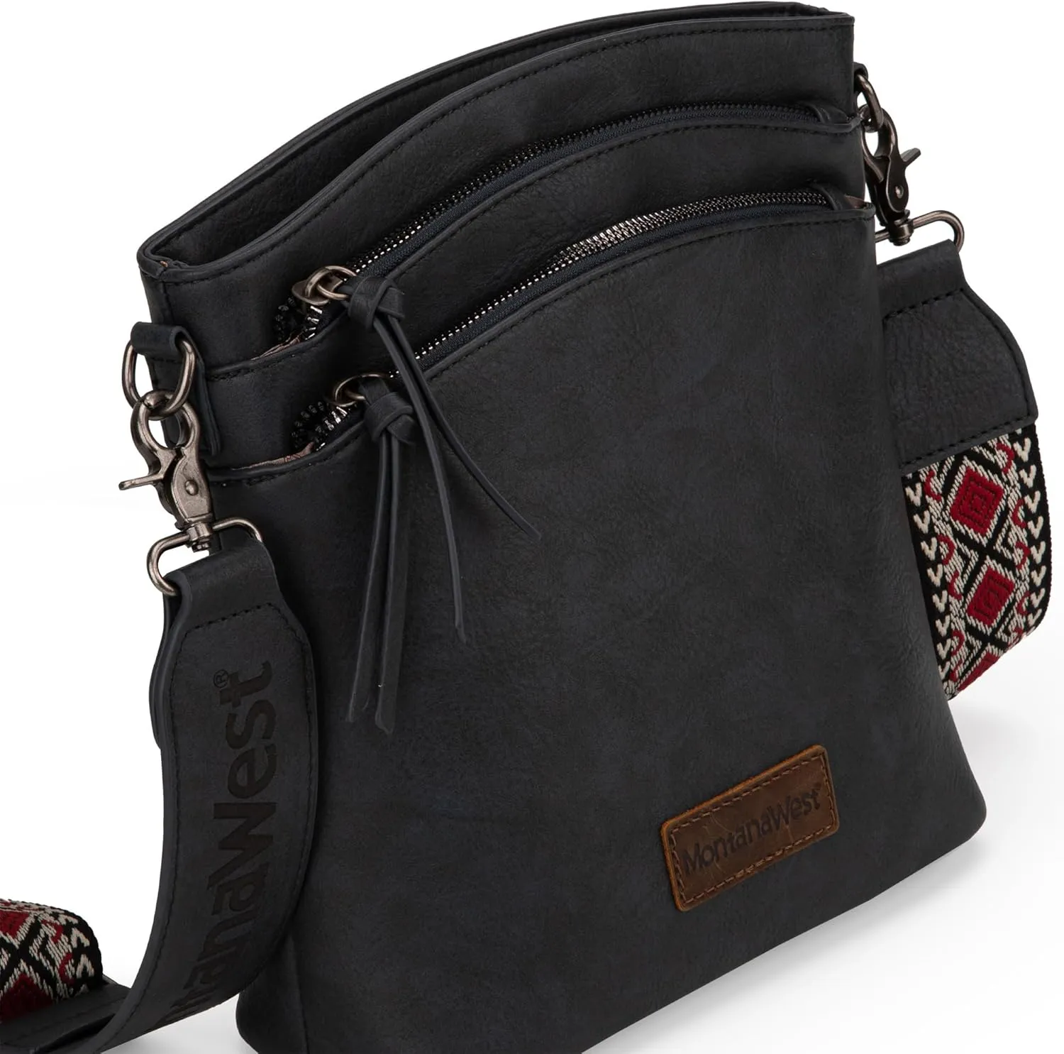 Montana West Multi Zip Pocket Large Crossbody Bag With Guitar Strap