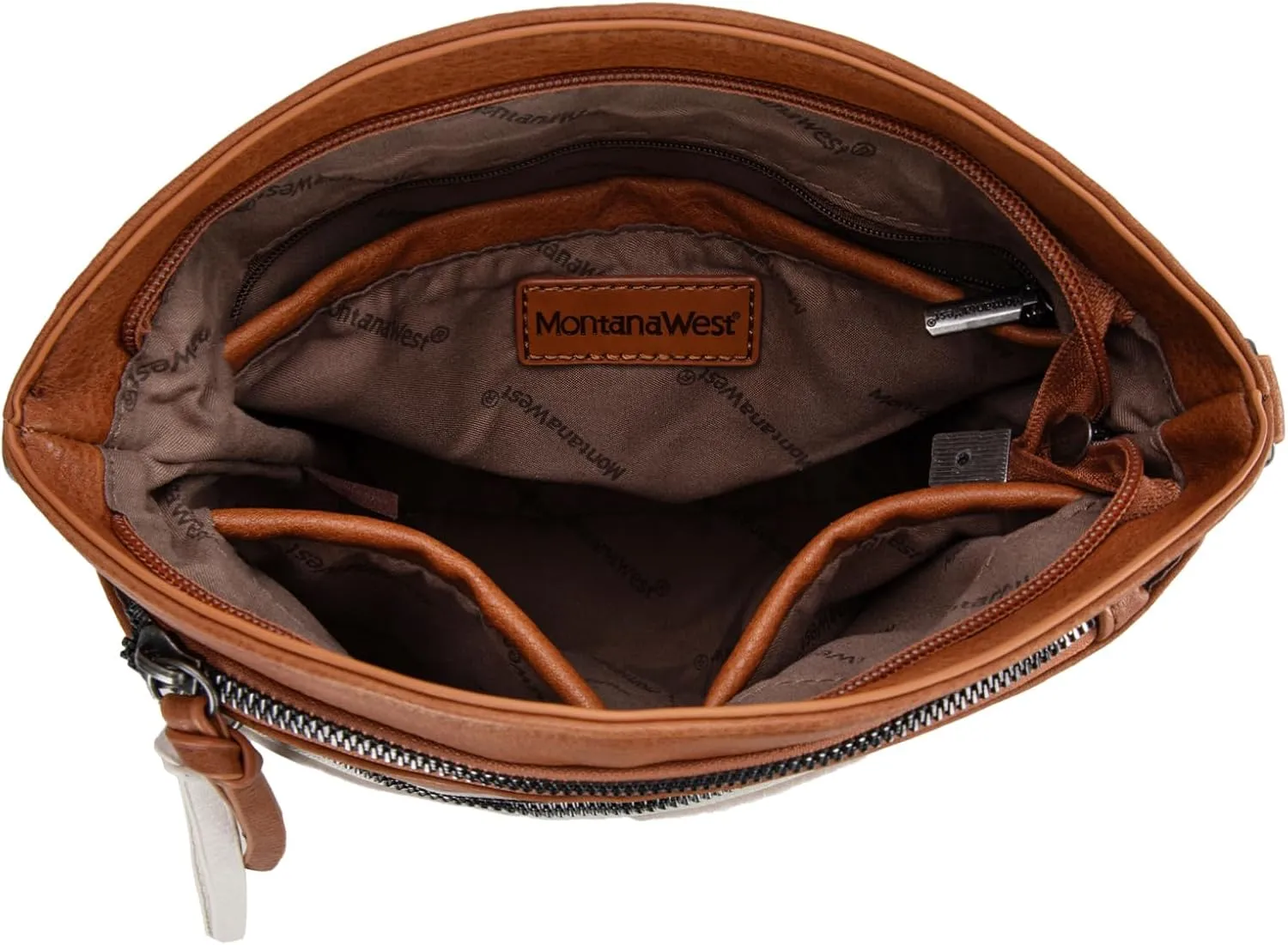 Montana West Multi Zip Pocket Large Crossbody Bag With Guitar Strap