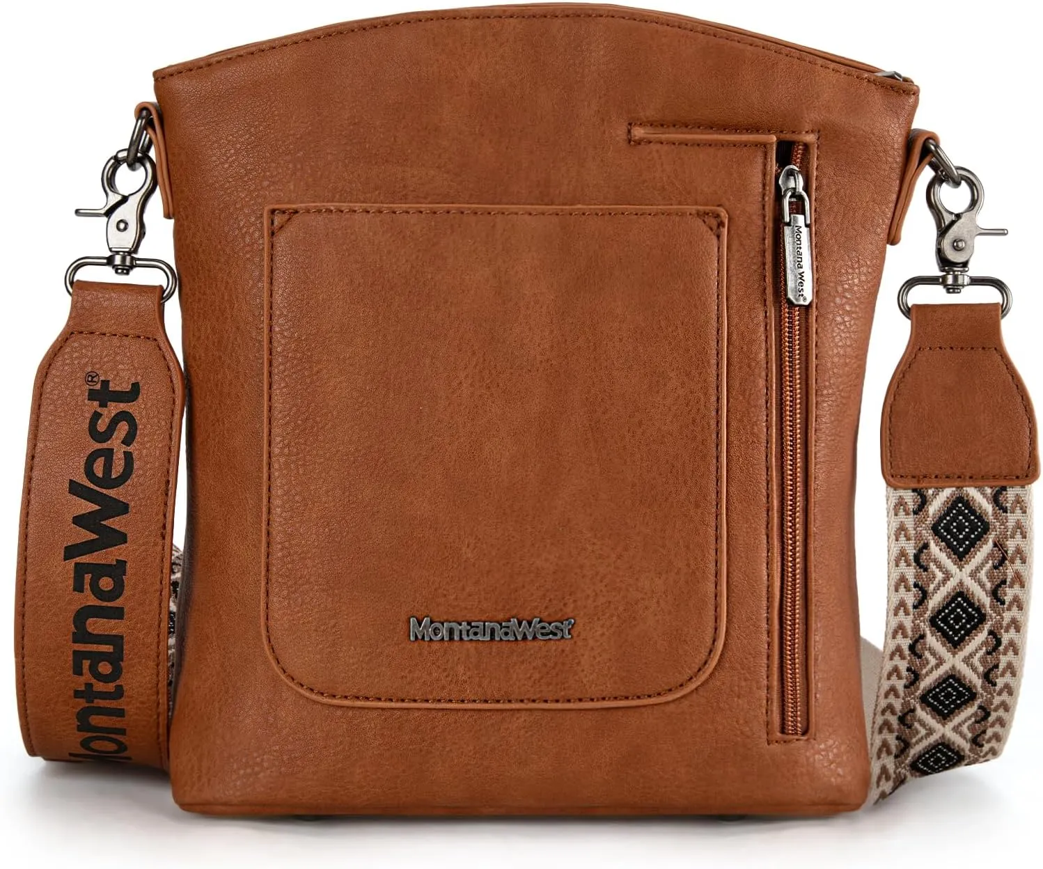 Montana West Multi Zip Pocket Large Crossbody Bag With Guitar Strap