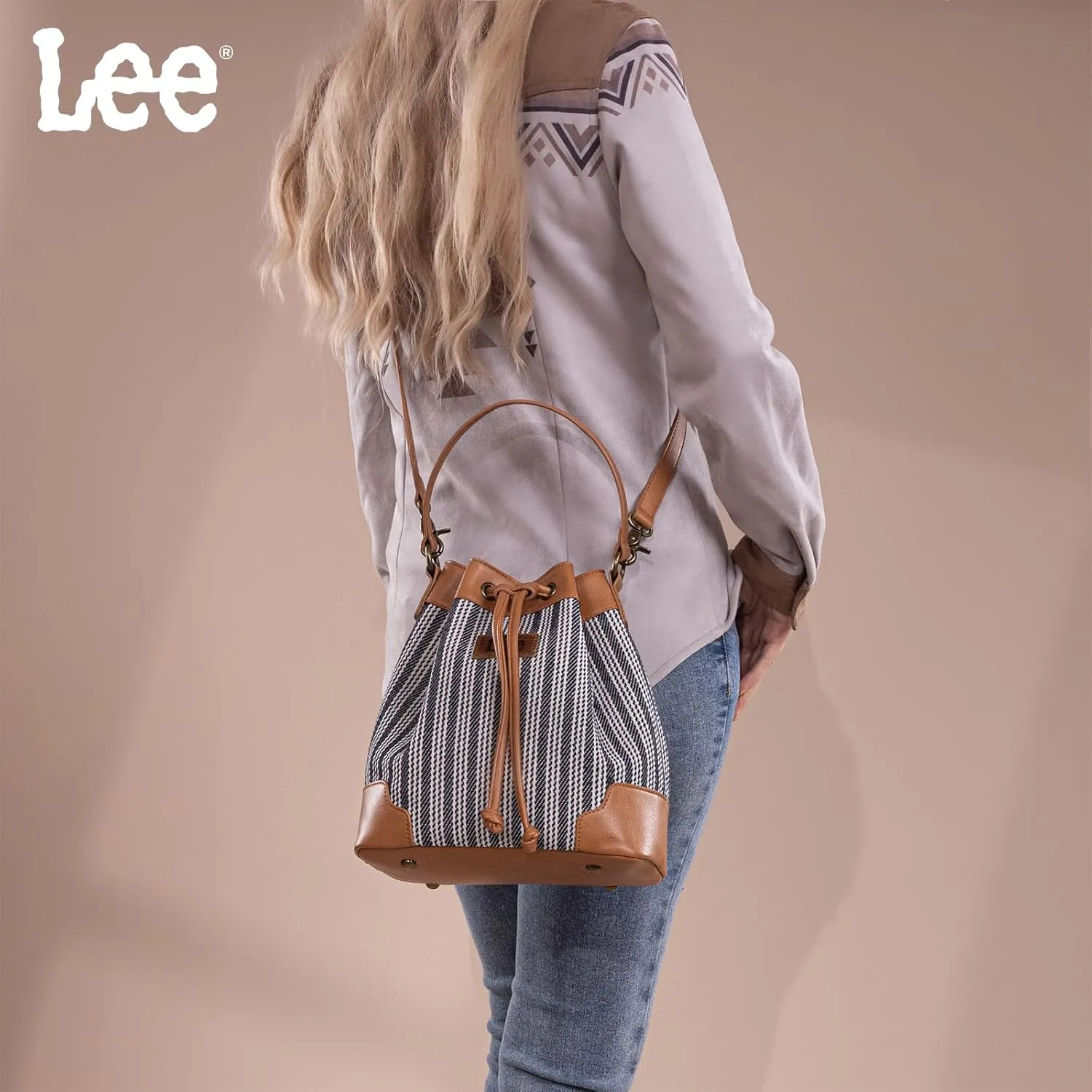 Montana West X Lee Bucket Bag for Women Drawstring Hobo Crossbody Bag with Detachable Straps