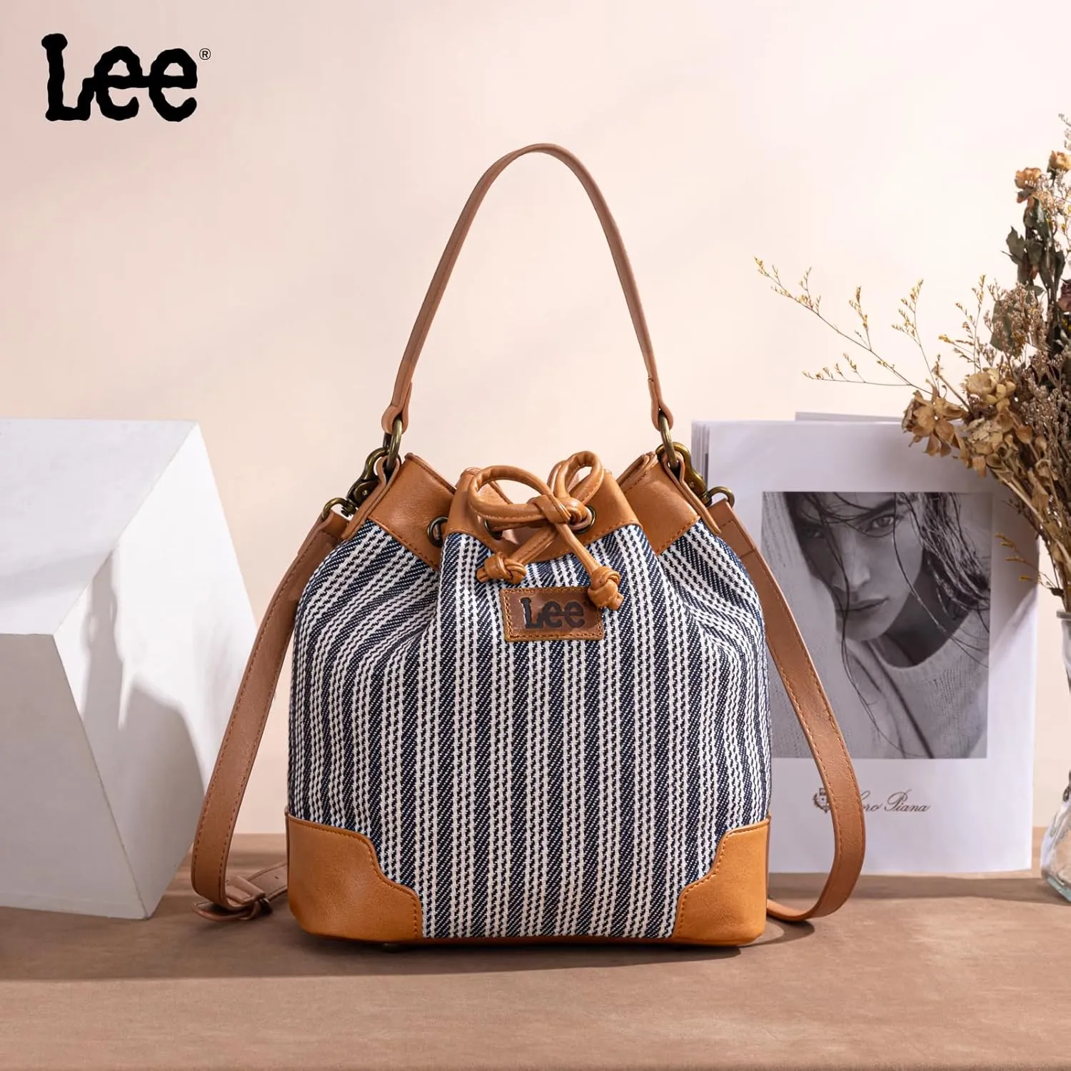 Montana West X Lee Bucket Bag for Women Drawstring Hobo Crossbody Bag with Detachable Straps