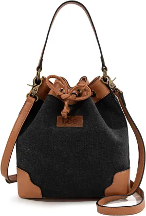 Montana West X Lee Bucket Bag for Women Drawstring Hobo Crossbody Bag with Detachable Straps