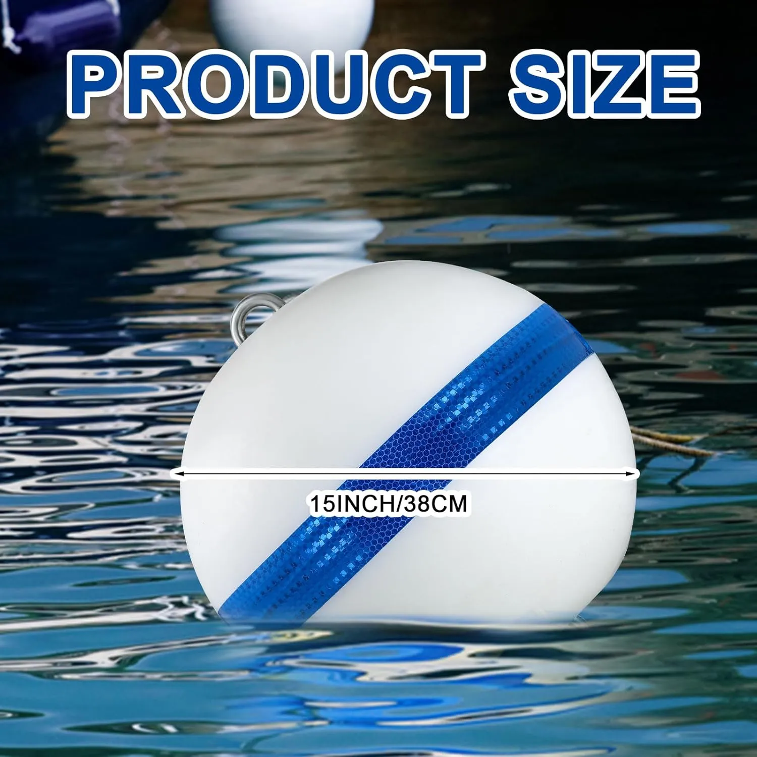 Moor Mooring Buoy for Boat White Ball with Reflective Blue Stripe Attractive Illuminated Buoy