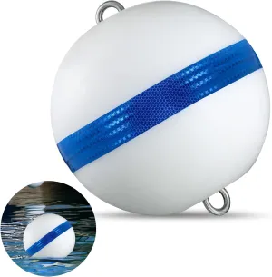 Moor Mooring Buoy for Boat White Ball with Reflective Blue Stripe Attractive Illuminated Buoy