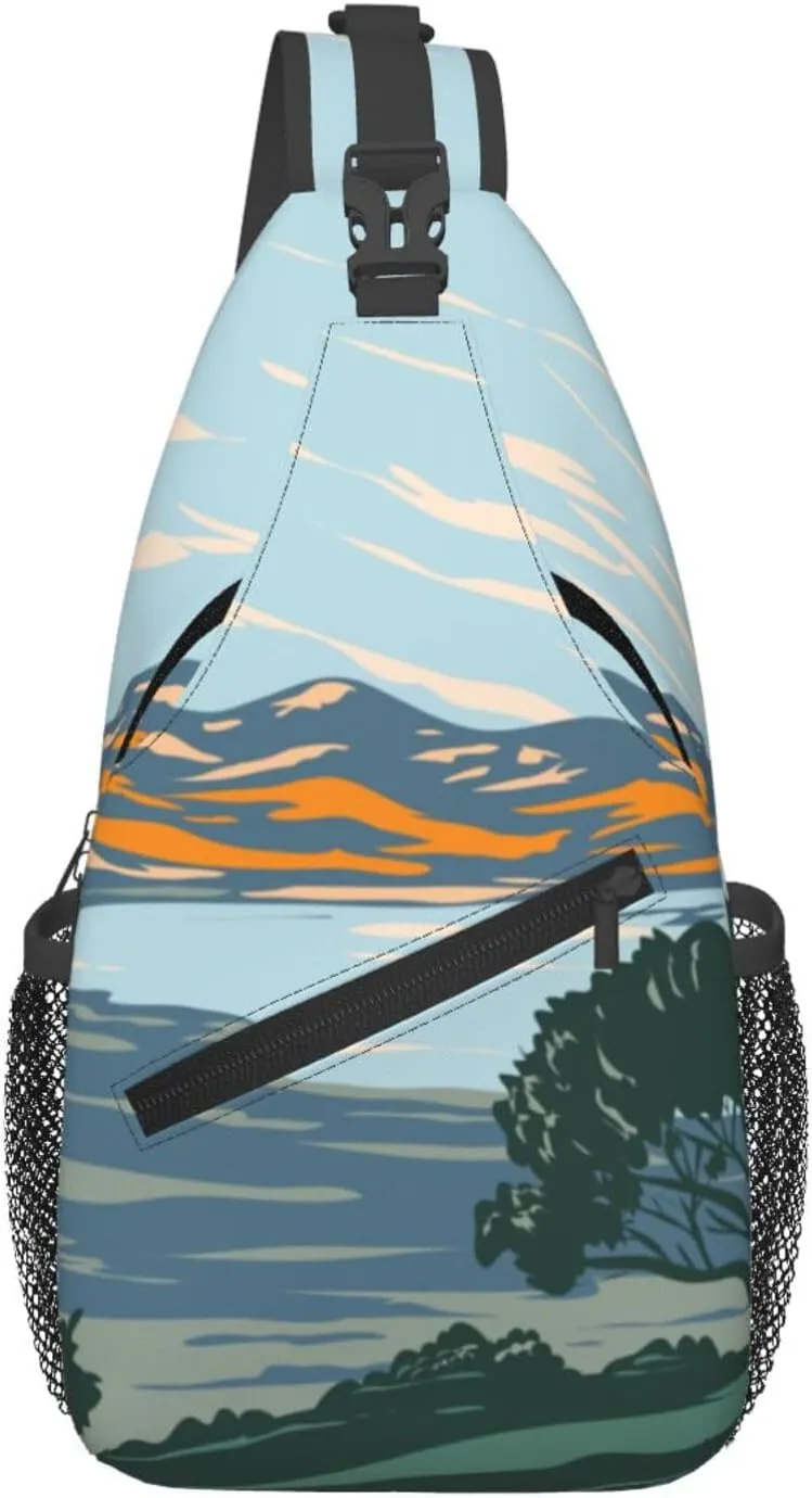 Mountains And Lakes Crossbody Bags For Women Men Chest Backpack Gym Shoulder Bag Travel Outdoor Sports Casual Crossbody Bags
