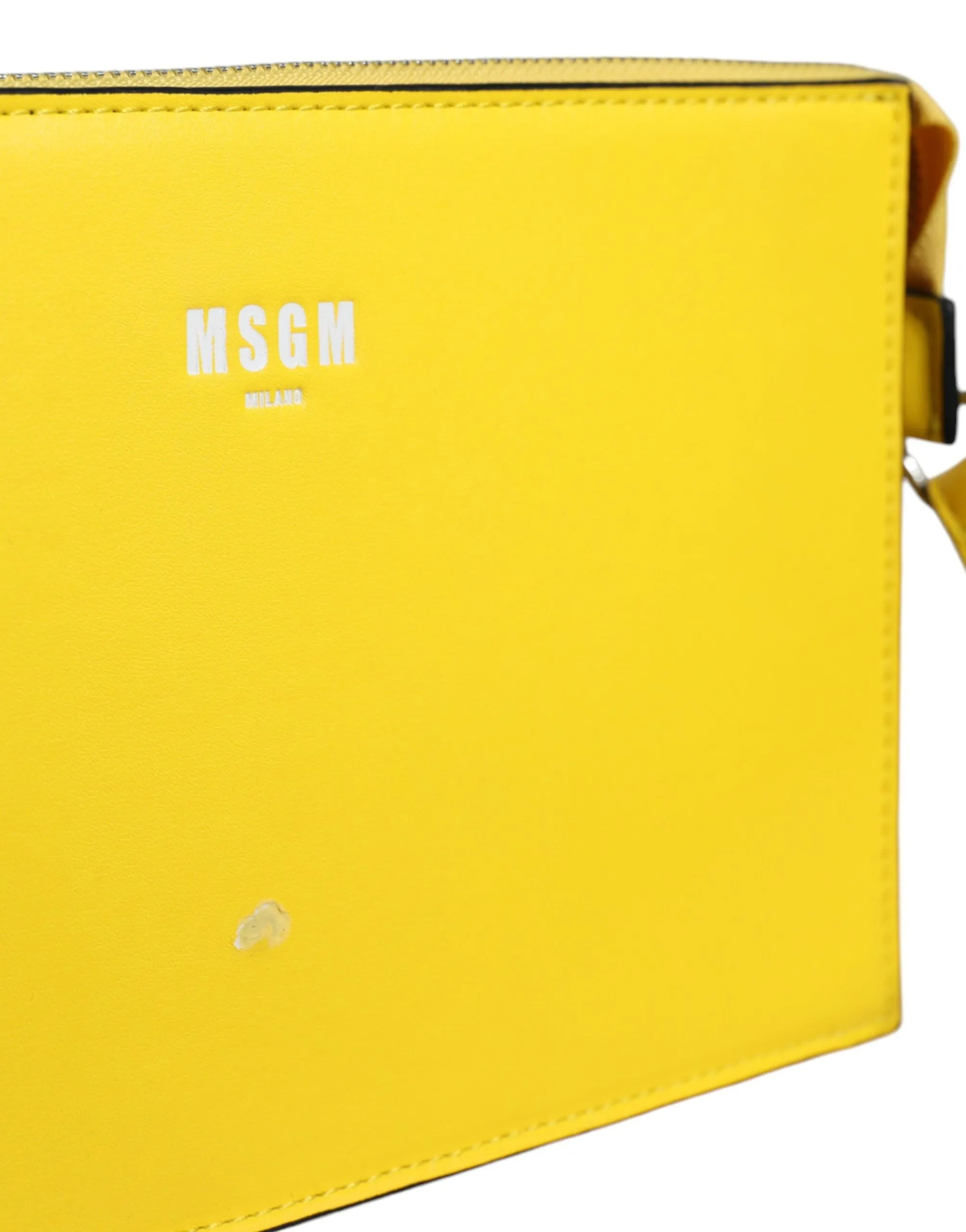 MSGM Yellow Leather Logo Crossbody Sling Shoulder Bag