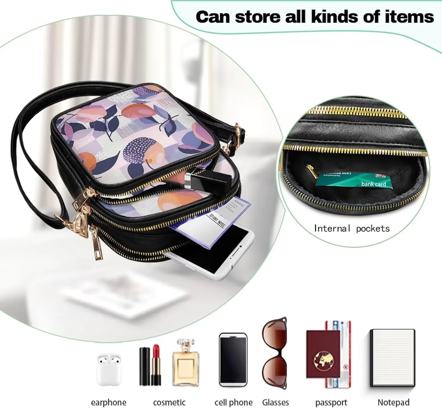 Multi Pocket PU Leather Casual Crossbody Bag for Women