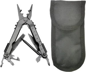 Multifunction Folding Pliers Stainless Steel Bottle Opener Screwdrivers Outdoor Crimper Wire Cutter Pocket Knife Multi-Tool(Black)