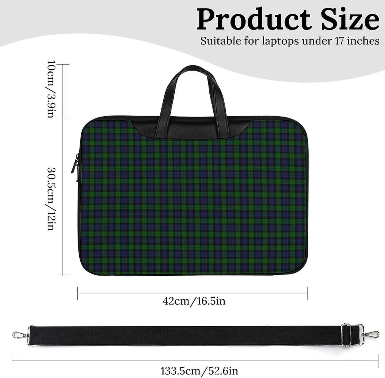 Murray Tartan Handheld Single Shoulder Crossbody Laptop Bag Unisex