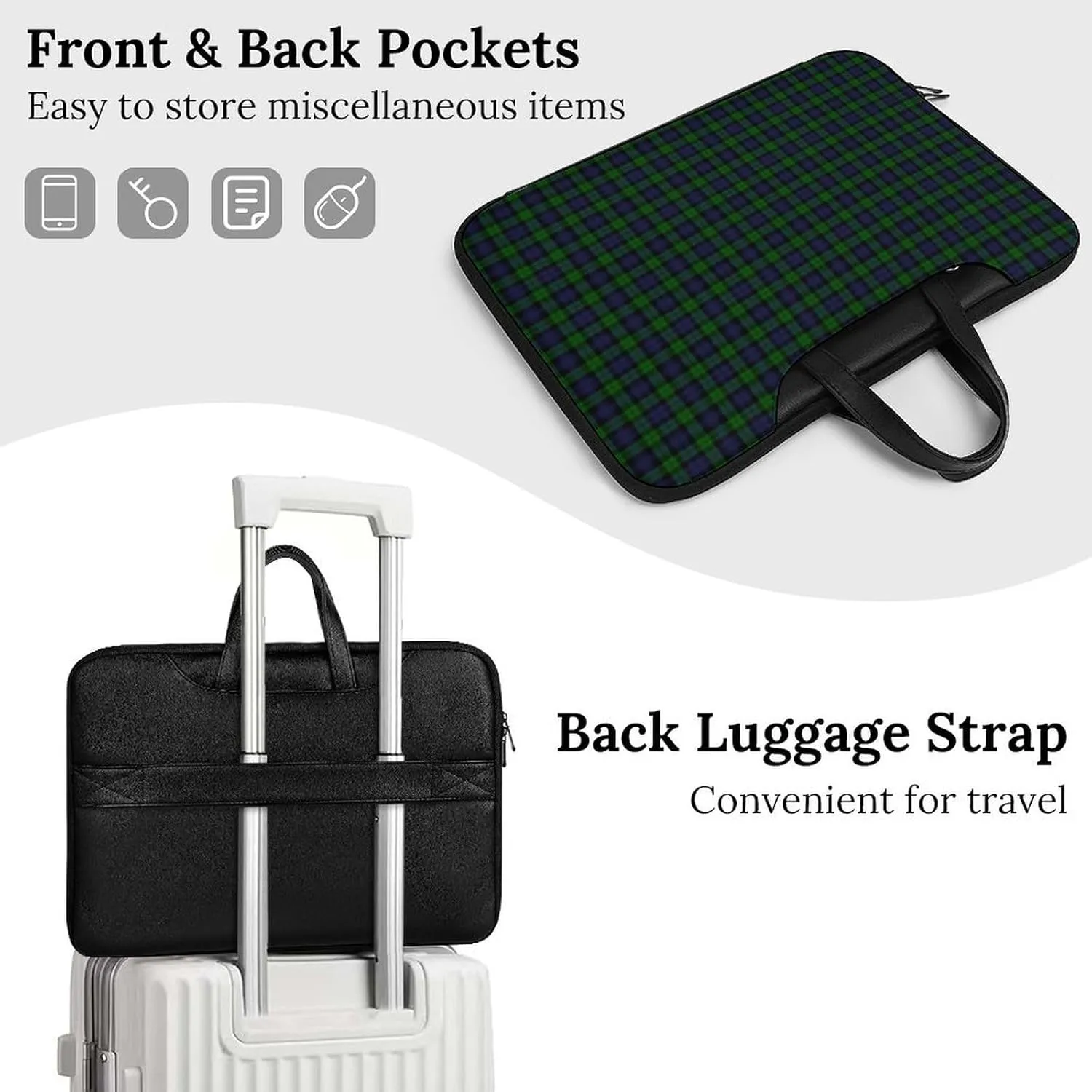 Murray Tartan Handheld Single Shoulder Crossbody Laptop Bag Unisex