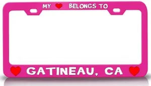 My Heart Belongs to GATINEAU CA USA Canada Cities City Metal Car SUV Truck License Plate Frame Pn f4