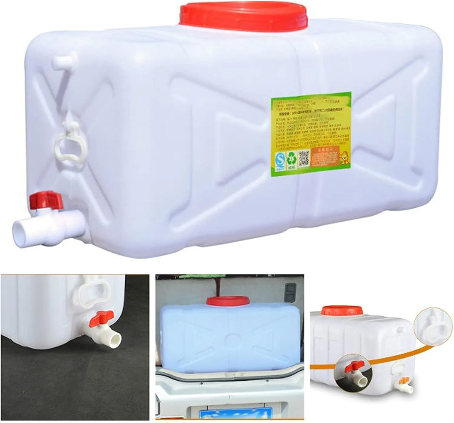 NAKAN Large Water Carrier Water Tank Plastic Travel Desktop Container Water Storage Container Jug Tasteless Portable Waste Water Tank Indoor or Outdoor Camping Emergency(Size:160L)