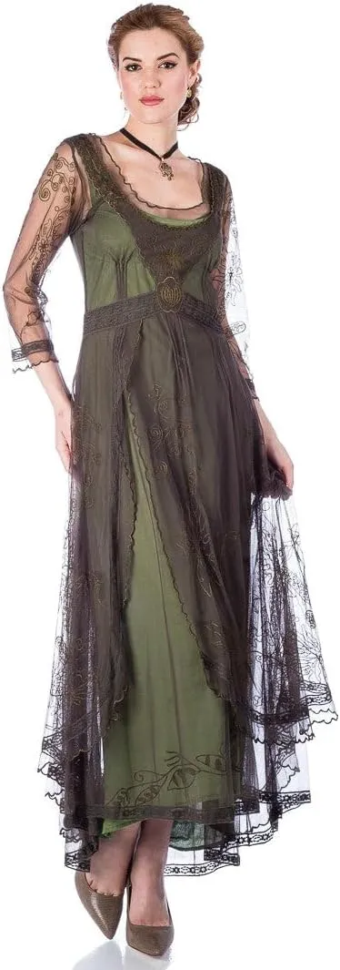Nataya 40163 Women's Downton 1920s Vintage Style Wedding Party Dress in Emerald