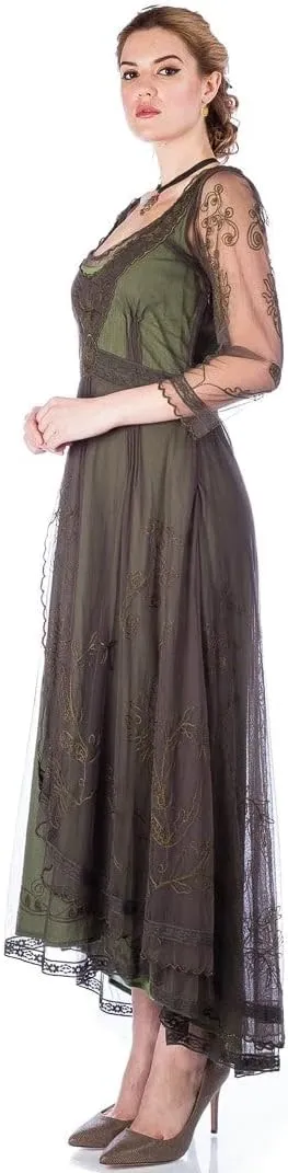 Nataya 40163 Women's Downton 1920s Vintage Style Wedding Party Dress in Emerald