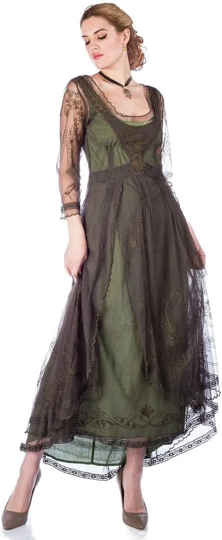 Nataya 40163 Women's Downton 1920s Vintage Style Wedding Party Dress in Emerald