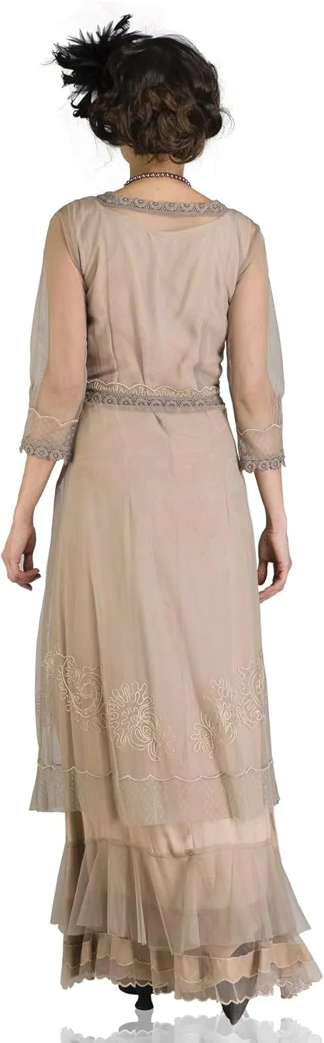Nataya CL-407 Women's 1920s Vintage Style Wedding Party Dress in Sand