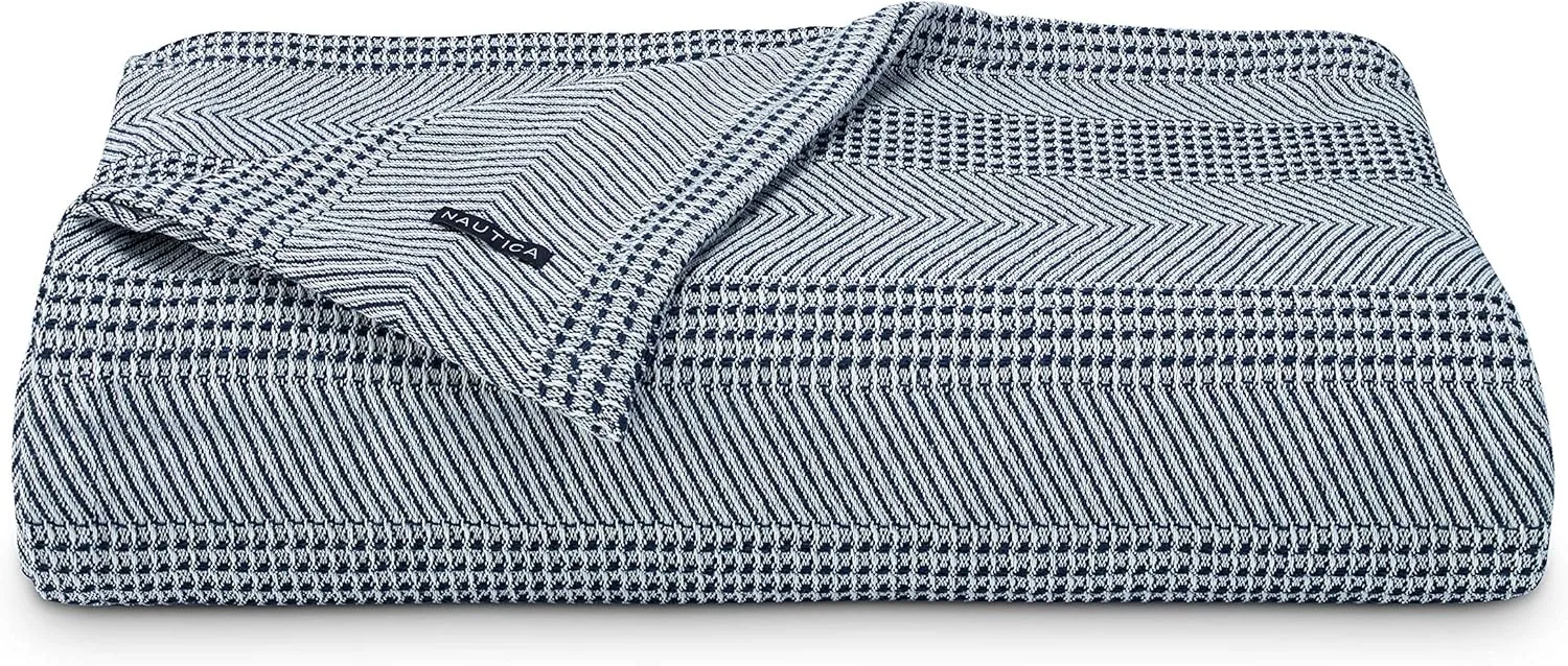 Nautica Blanket Soft Cotton Bedding, Medium Weight for All Seasons, Queen, Navy