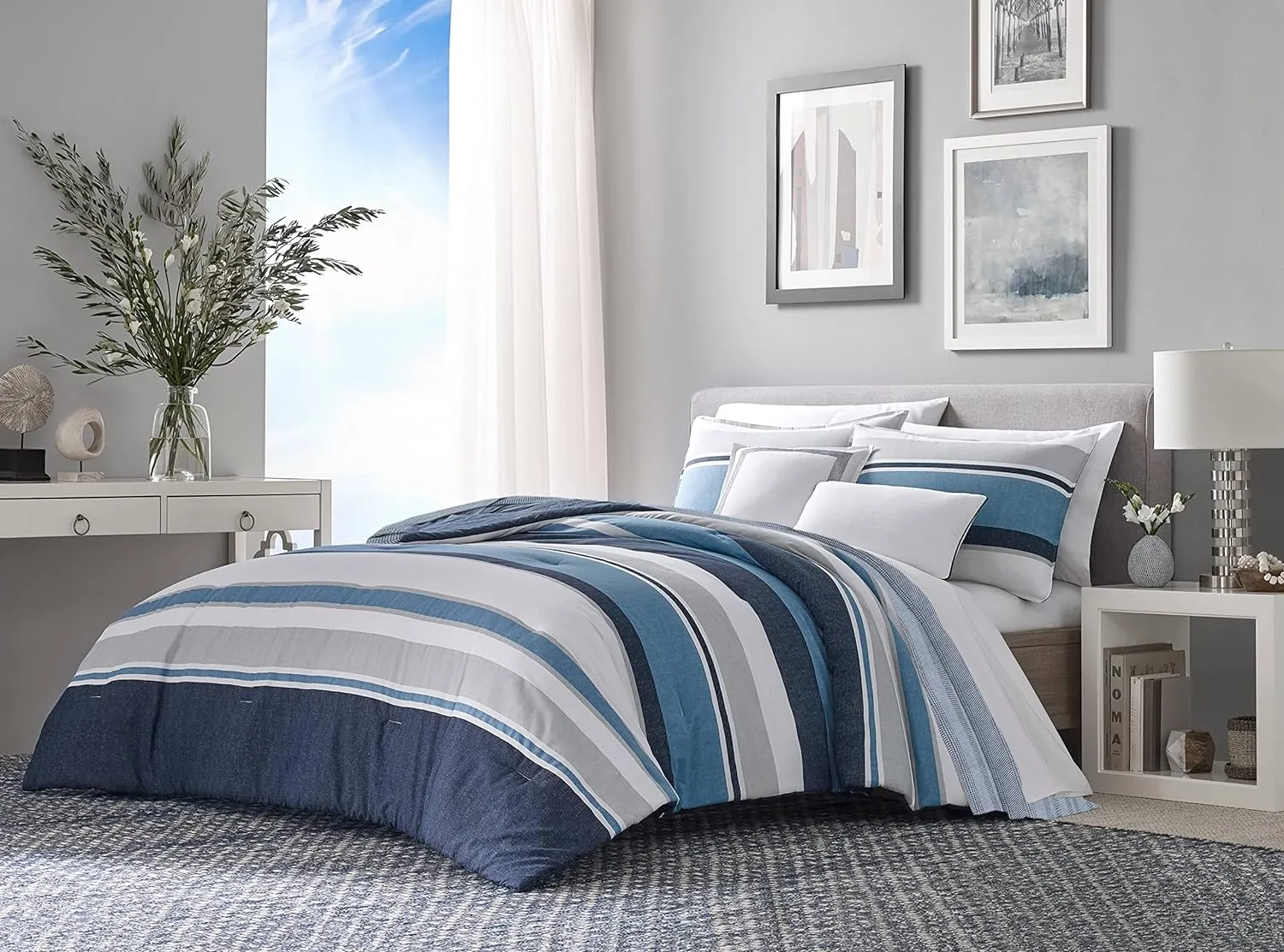 Nautica Blanket Soft Cotton Bedding, Medium Weight for All Seasons, Queen, Navy