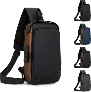 New Carbon Fiber Streamline Anti, 2025 New Anti-Theft Backpack, Usb Waterproof, Crossbody, Sport Waterproof Shoulder Bag (gold)