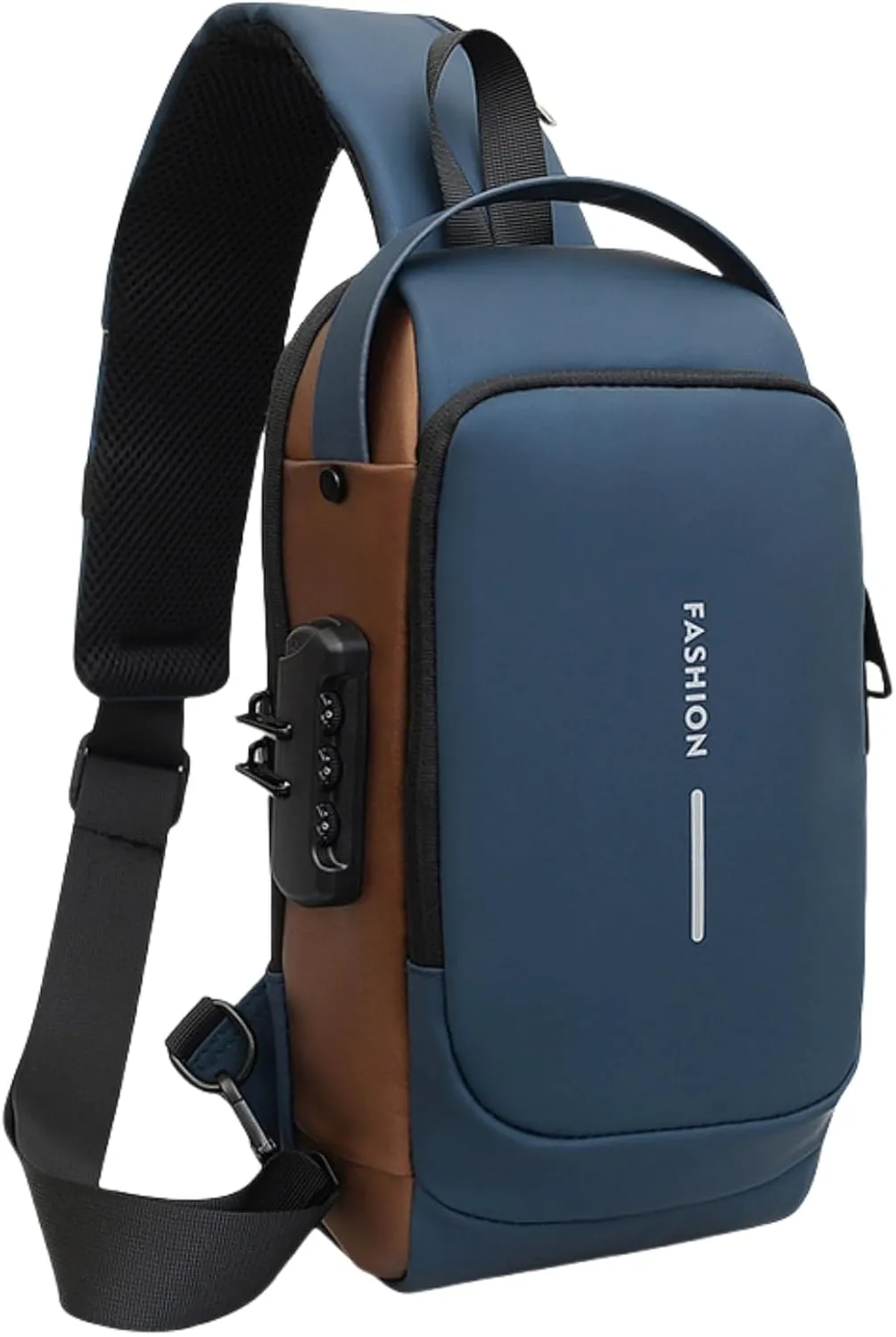 New Carbon Fiber Streamline Anti-Theft Sling Bag,USB charging port Sport Waterproof Shoulder Bag, for Daily Trips, Commutes (Blue)