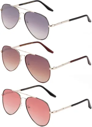 Newbee Fashion 3 Pack Metal Rim Aviator Sunglasses for Men for Women