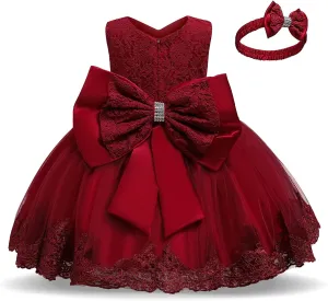 NNJXD Girls' Tulle Flower Princess Wedding Dress for Toddler and Baby Girl