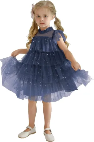 NNJXD Little Girl Tutu Dress Tulle Ruffles Flower Girls Wedding Party Dresses