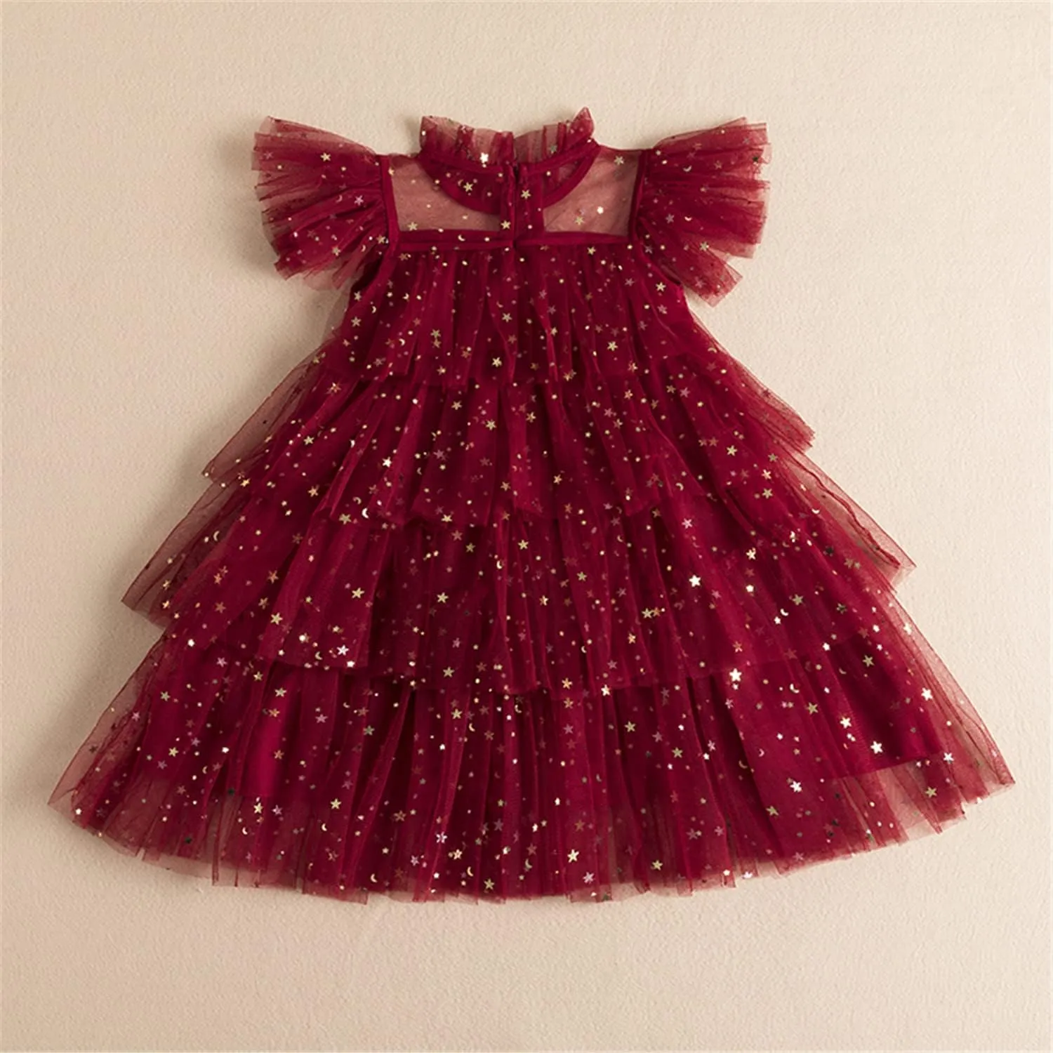 NNJXD Little Girl Tutu Dress Tulle Ruffles Flower Girls Wedding Party Dresses
