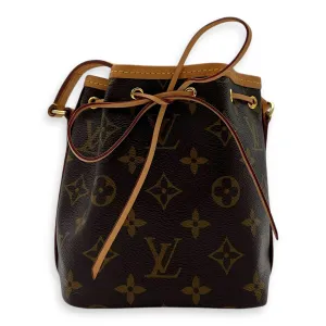 Noe Crossbody Bag Nano Brown in Monogram Coated Canvas, Gold hardware