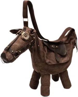 Novelty Horse-Shaped Crossbody Bag – Western Cowboy Shoulder Purse with Adjustable Strap, Retro Ranch Bag
