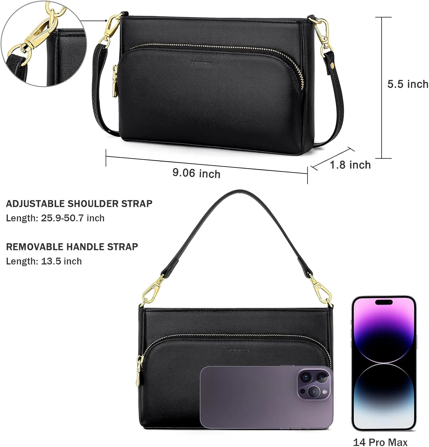 nuoku Small Cell Phone Purse Wallet Crossbody with Phone Pocket, Crossbody Bags for Women Cellphone Purse with Card Slots
