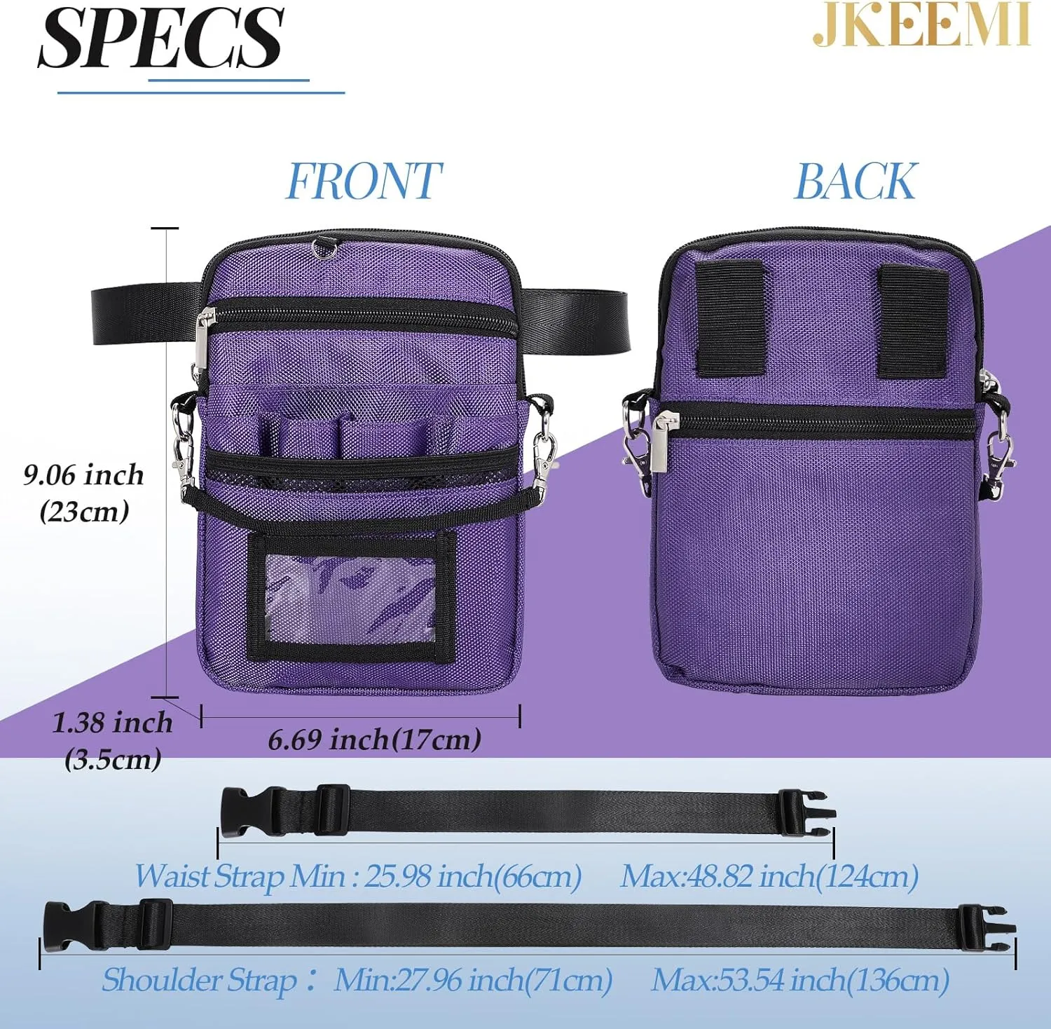 Nurse Fanny Pack with Medical Gear Pockets, Utility Medical Nurse Pouch for Women, Nurse Bags for Work with 2 Adjustable Straps, Student and Nurse Use,Purple