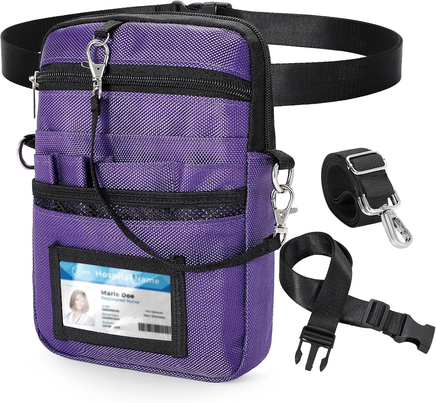 Nurse Fanny Pack with Medical Gear Pockets, Utility Medical Nurse Pouch for Women, Nurse Bags for Work with 2 Adjustable Straps, Student and Nurse Use,Purple